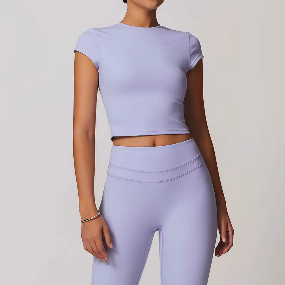 Alexa Women's Crop Top | Short Flutter Sleeves