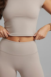 Alexa Women's Crop Top | Short Flutter Sleeves