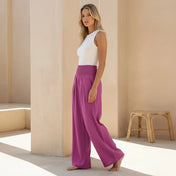 Alexandra Women's Linen Wide-Leg Pants | Comfortable Smocked Waistband