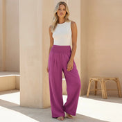 Alexandra Women's Linen Wide-Leg Pants | Comfortable Smocked Waistband