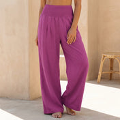 Alexandra Women's Linen Wide-Leg Pants | Comfortable Smocked Waistband