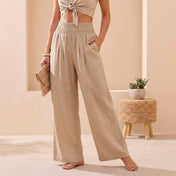 Alexandra Women's Linen Wide-Leg Pants | Comfortable Smocked Waistband