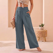 Alexandra Women's Linen Wide-Leg Pants | Comfortable Smocked Waistband