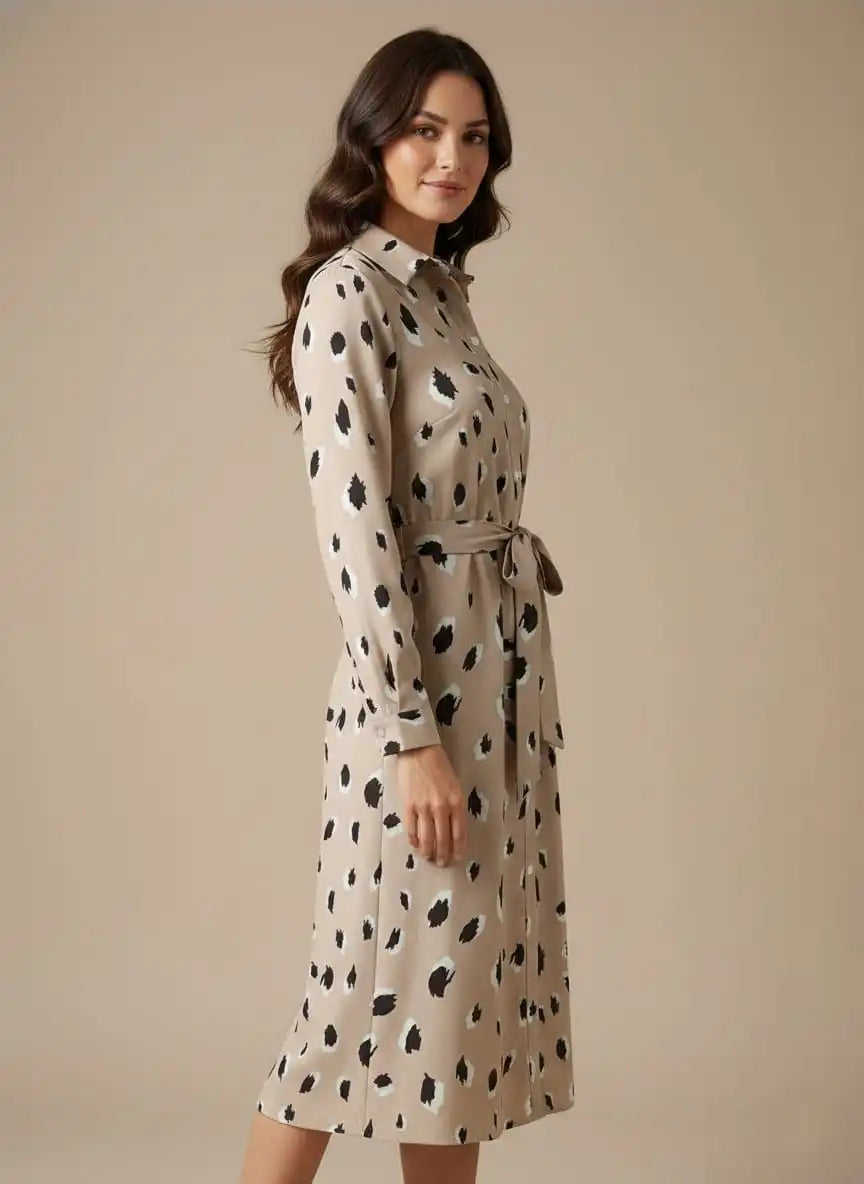 Ava Women's Midi Dress | Leopard Print