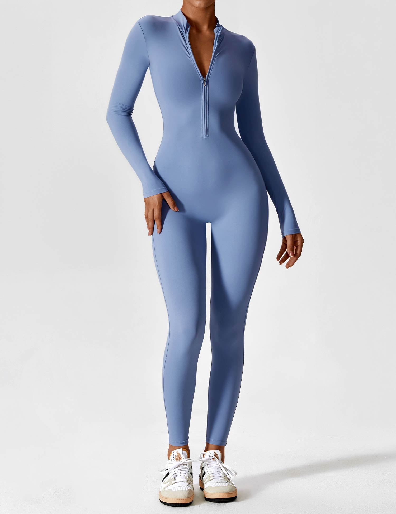 Ava Women's Jumpsuit | Long Sleeve Half-Zip Design