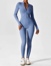 Ava Women's Jumpsuit | Long Sleeve Half-Zip Design