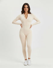 Ava Women's Jumpsuit | Long Sleeve Half-Zip Design