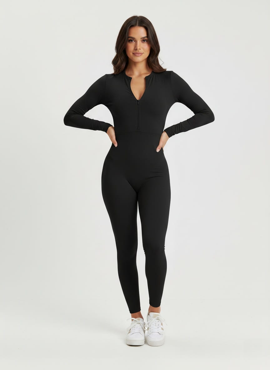 Ava Women's Jumpsuit | Long Sleeve Half-Zip Design