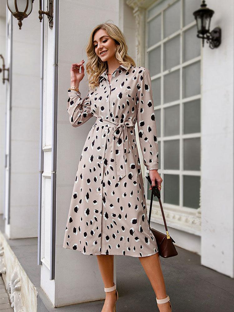 Ava Women's Midi Dress | Leopard Print