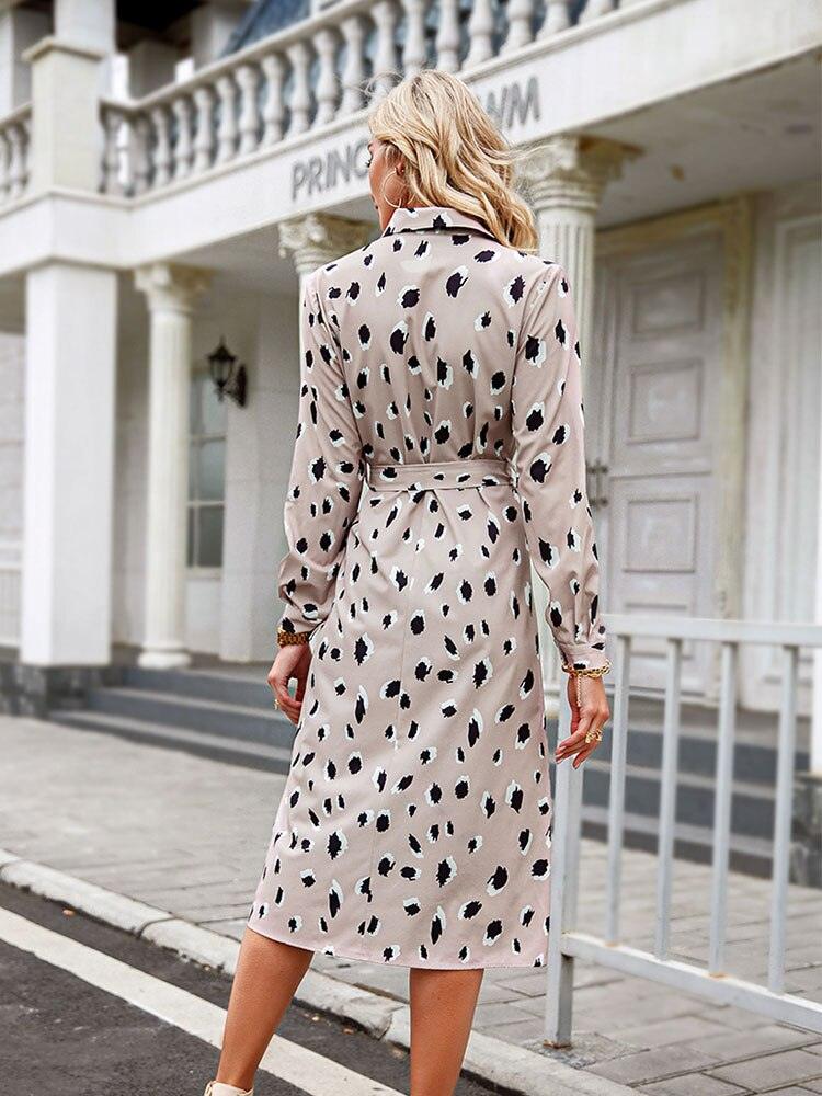 Ava Women's Midi Dress | Leopard Print