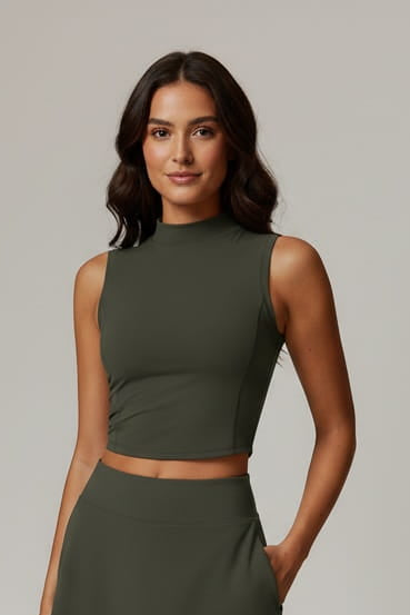 Bella Women's Crop Top | High Neckline Stretch Fit