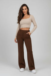Bella Women's Trousers | High-Waist Straight Leg Design