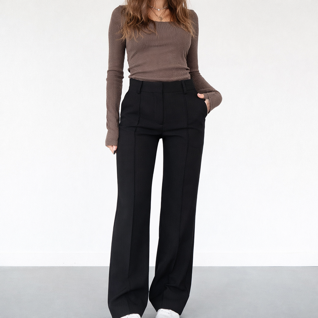 Bella Women's Trousers | High-Waist Straight Leg Design
