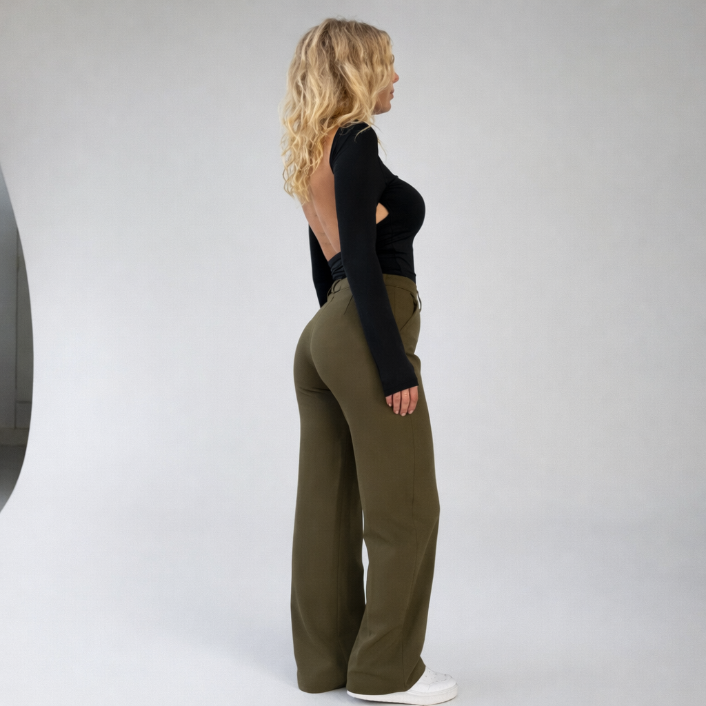 Bella Women's Trousers | High-Waist Straight Leg Design
