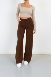 Bella Women's Trousers | High-Waist Straight Leg Design