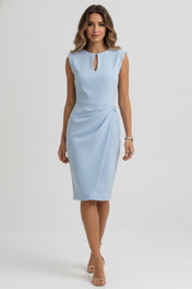 Clementine Women's Midi Dress | Keyhole Neckline and Pleated Design