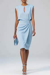 Clementine Women's Midi Dress | Keyhole Neckline and Pleated Design