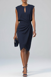 Clementine Women's Midi Dress | Keyhole Neckline and Pleated Design