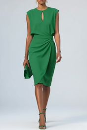 Clementine Women's Midi Dress | Keyhole Neckline and Pleated Design