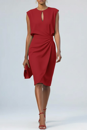 Clementine Women's Midi Dress | Keyhole Neckline and Pleated Design