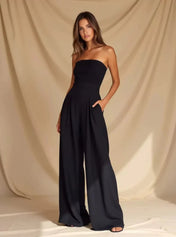 Ella Women's Jumpsuit | Strapless Design with Wide Legs