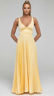 Ella Women's Dress | Midi Pleated Design in Yellow