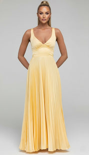 Ella Women's Dress | Midi Pleated Design in Yellow
