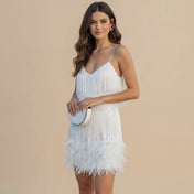 Ella Women's Mini Dress | Feather Accents