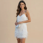 Ella Women's Mini Dress | Feather Accents