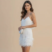 Ella Women's Mini Dress | Feather Accents