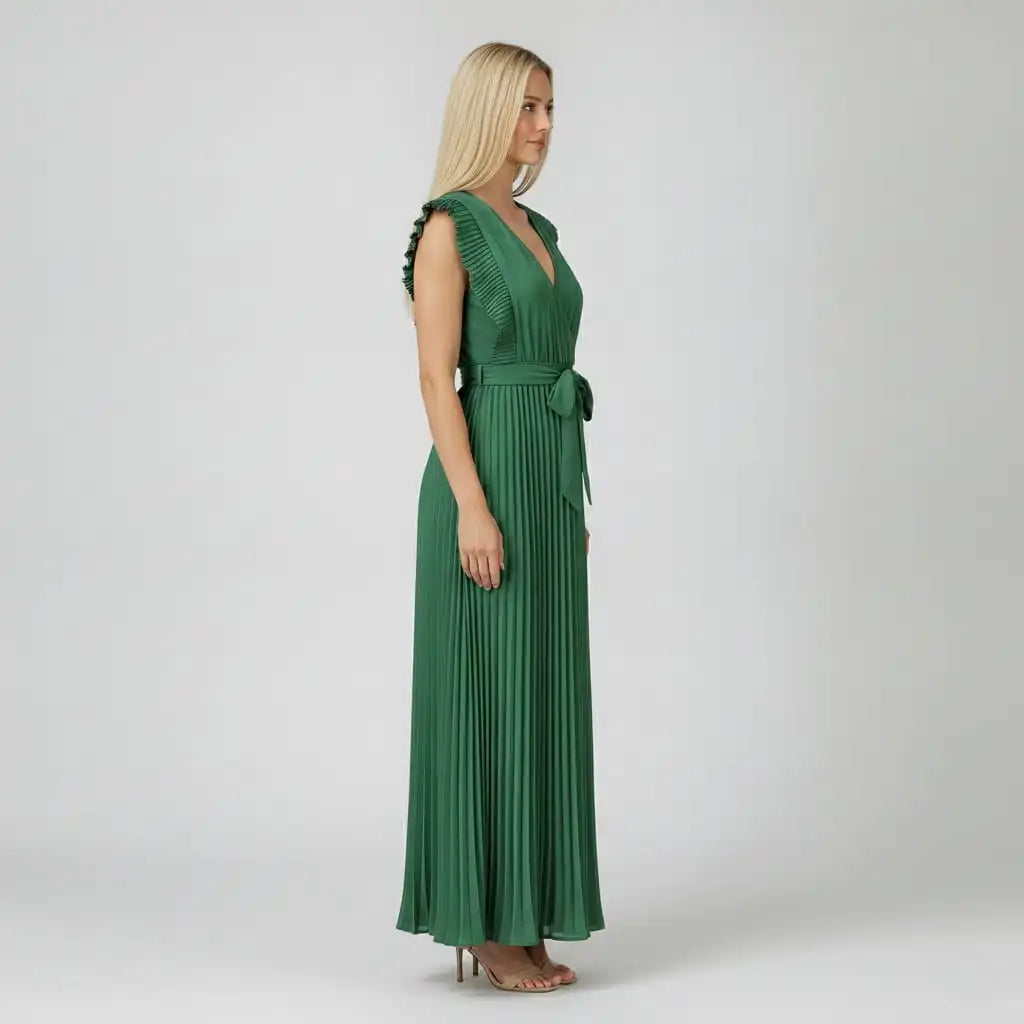 Gina Women's Dress | V-Neck Design in Rich Green