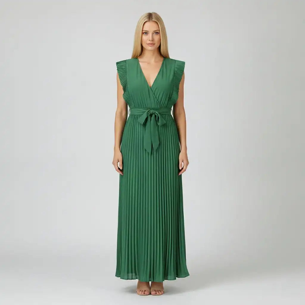 Gina Women's Dress | V-Neck Design in Rich Green