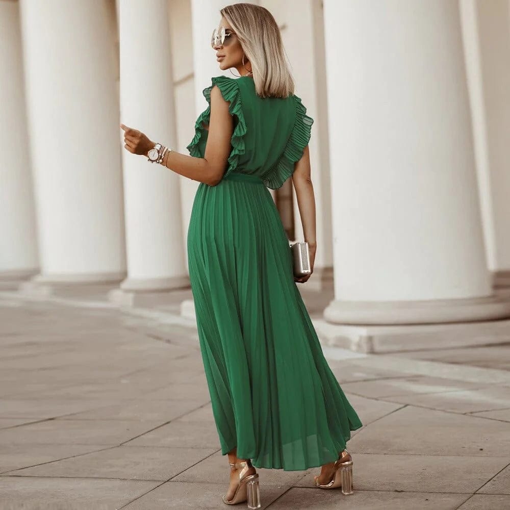 Gina Women's Dress | V-Neck Design in Rich Green