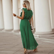 Gina Women's Dress | V-Neck Design in Rich Green