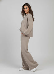 Hannah Women's Lounge Set | Relaxed Fit Collared Pullover and Wide-Leg Pants
