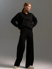 Hannah Women's Lounge Set | Relaxed Fit Collared Pullover and Wide-Leg Pants