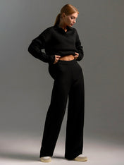 Hannah Women's Lounge Set | Relaxed Fit Collared Pullover and Wide-Leg Pants