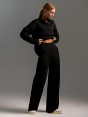 Hannah Women's Lounge Set | Relaxed Fit Collared Pullover and Wide-Leg Pants