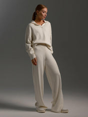 Hannah Women's Lounge Set | Relaxed Fit Collared Pullover and Wide-Leg Pants