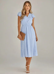 Lila Women's Wedding Guest Dress | Light Blue Bohemian Style