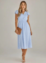 Lila Women's Wedding Guest Dress | Light Blue Bohemian Style