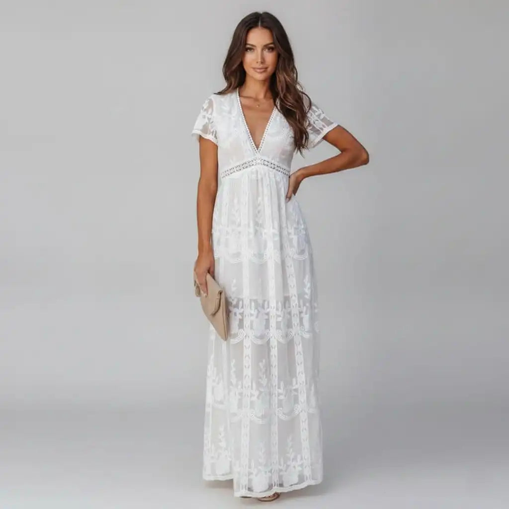 Lina Women's Maxi Dress | Flowing Lace Design