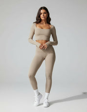 Mia Women's Crop Top | Square Neckline Long Sleeve
