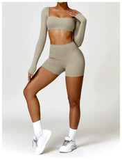 Mia Women's Crop Top | Square Neckline Long Sleeve