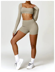 Mia Women's Crop Top | Square Neckline Long Sleeve