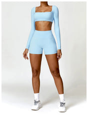 Mia Women's Crop Top | Square Neckline Long Sleeve