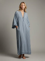 Mia Women's Kaftan Dress | Striped Design Plus Size Available