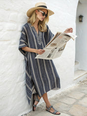 Mia Women's Kaftan Dress | Striped Design Plus Size Available