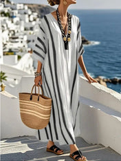 Mia Women's Kaftan Dress | Striped Design Plus Size Available