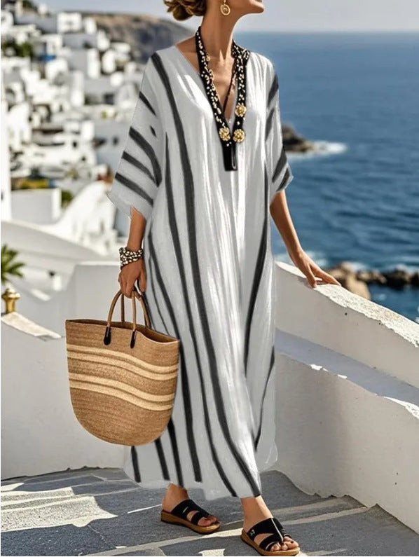 Mia Women's Kaftan Dress | Striped Design Plus Size Available